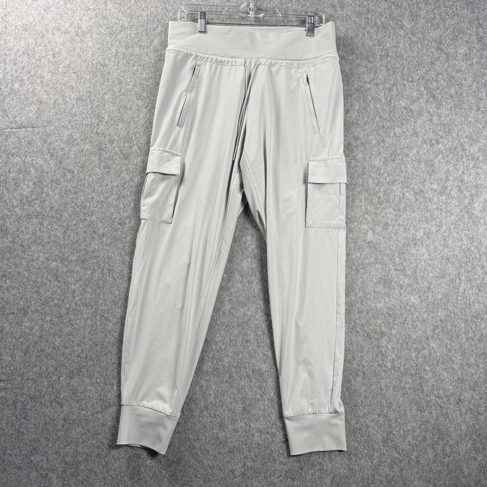 Athleta Cargo Joggers Womens 8 Taupe Utility Zip Pocket Tapered Athleisure